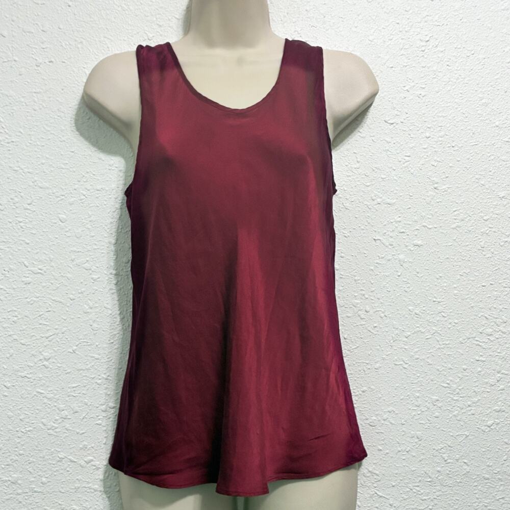 Valerie Stevens 100% Silk Sleeveless Shell Blouse Tank Top Burgundy Women’s S